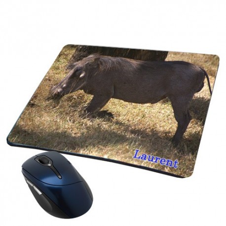 Tapis de souris phacochère personnalisé avec prénom