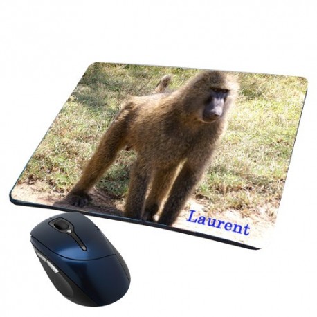 Tapis de souris babouin personnalisé avec prénom