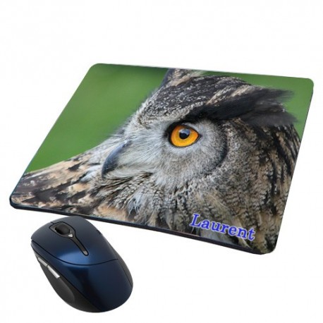 Tapis de souris hibou personnalisé avec prénom