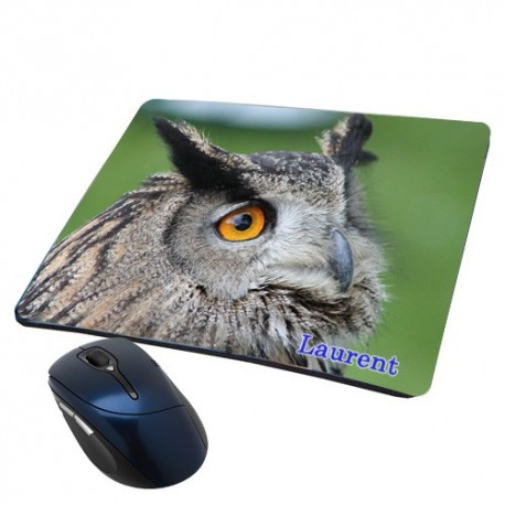 Tapis de souris grand duc personnalisé avec prénom