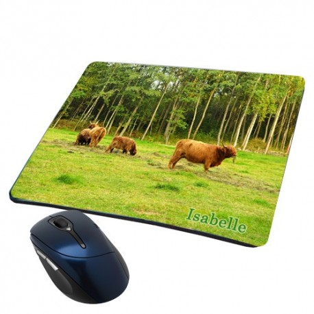 Tapis de souris Highland personnalisé avec prénom