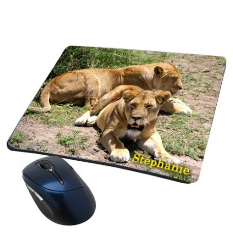 Tapis de souris lionnes personnalisé avec prénom